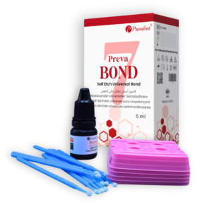 Prevalent dental adhesive range – Preva Bond 5 total-etch and Preva Bond 7 self-etch adhesive bottles