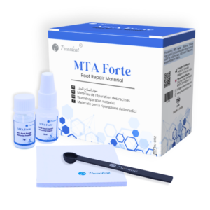 Prevalent MTA Forte root repair material powder and liquid packaging for endodontic procedures
